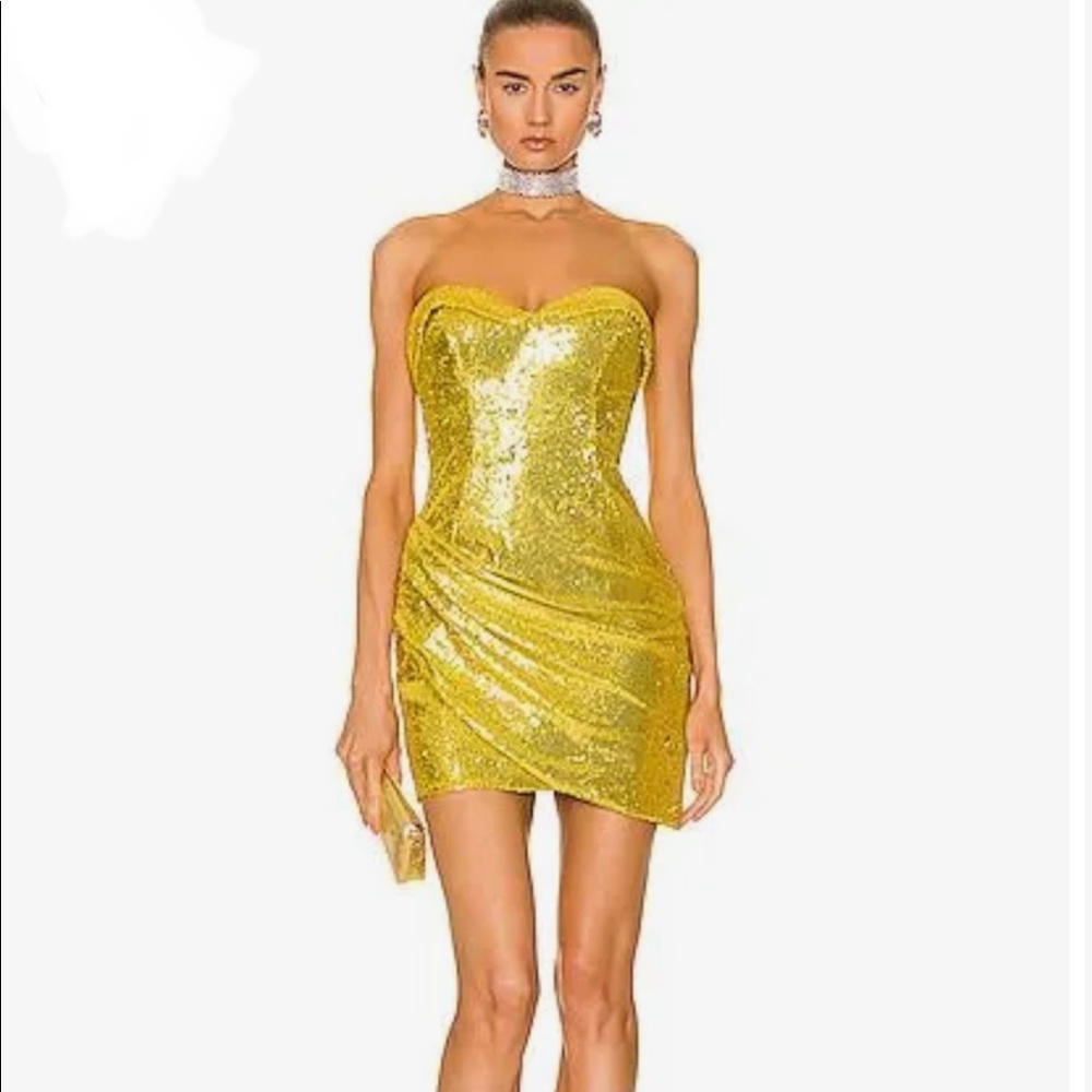 NWT AREA Gold Sequin Dress as worn by Megan fox
